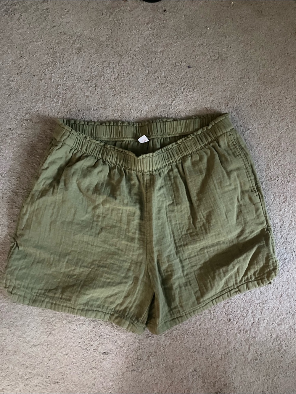 100% Cotton Old Navy Olive Green Elastic-Waist Shorts (XL)